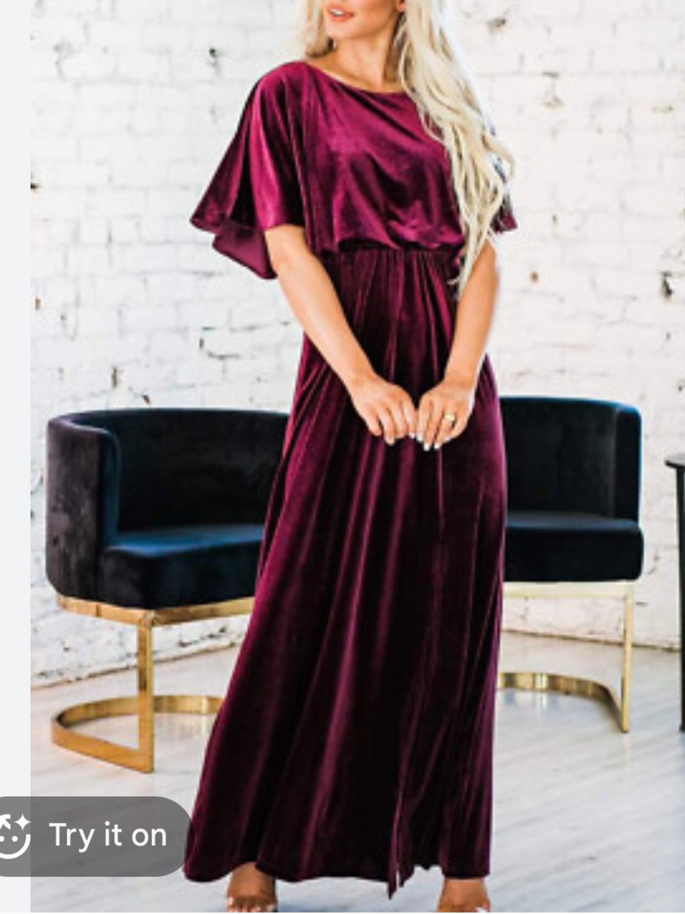 NWT See And Be Seen Burgundy Velvet Blouson Maxi Dress Size L